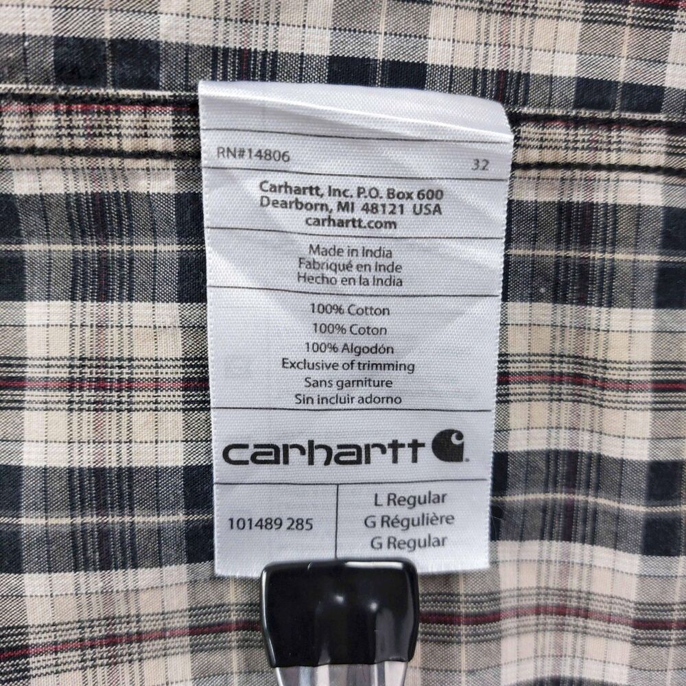 Carhartt Mens L Plaid Work Shirt Long Sleeve Button Down Cotton Outdoor - Picture 7 of 8